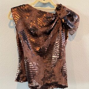 Eva Franco Shimmering Brown Sequin Blouse